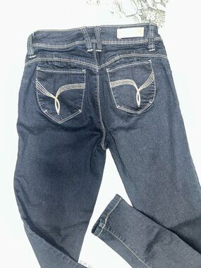 YMI Dark Blue Skinny Jeans with Contrast Pocket Stitching